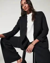 Spanx L The Perfect Collarless Oversized Blazer‎ Ponte 1-Button Jacket Womens