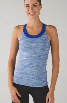 Women’s Lululemon Athletica Enhearten Tank Top Space Dye Camo Blue sz 6