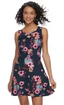 Mudd Navy and Pink Floral Dress
