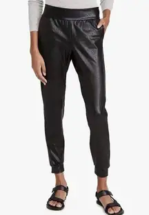 Commando Black Faux Leather Jogger Pants Size Medium