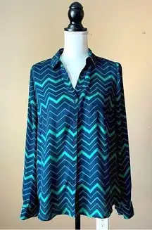 THE LIMITED | Chevron Print Button Down Blouse Sz M