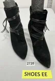 Womans Progetto 39 (8) Black Suede Strappy Pointed Toe Heel Ankle Boots