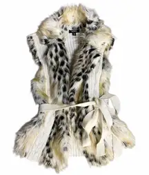 XOXO Y2K Mob Wife Faux Fur Trim Sweater Vest Size Medium