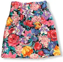 Vintage 80s high waist retro floral Pencil Skirt