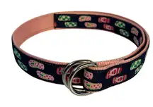 Douglas Paquette Flip Flop Print Fabric Belt Pink Double Ring D Ring Small Y2k