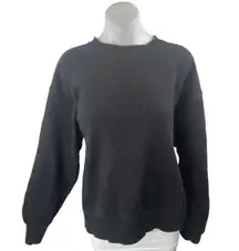 Aritzia TNA Women's Black Fleece Long Sleeve Crew Neck Sweatshirt Top Size 2