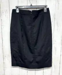 White House Black Market Skirt Women Size 6 Black Straight Pencil Midi Zip Back