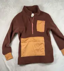 Offline by Aerie Women's Half Zip Fleece Sweatshirt w/Zip Pockets Size S Brown