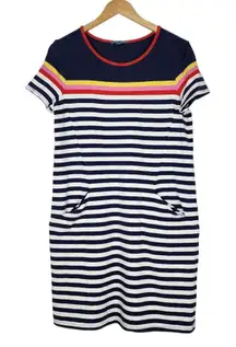Fleur Bleue T Shirt Dress Striped Pockets M