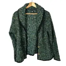 Sarah Spencer Petite Green & Blue Knit Button Down Sweater Jacket PL