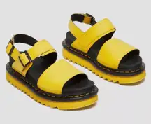 Dr.‎ Martens Voss Yellow Women’s Leather Strap Sandals Hydro Leather Size 8