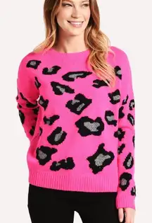 Autumn cashmere pink‎ leopard Crewneck sweater