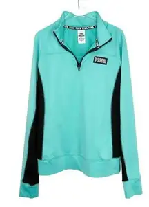 PINK Victoria's Secret Ultimate Quarter Zip Teal Blue Preppy Pullover Small