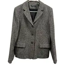 Valerie Stevens Tweed Silk Wool Blend Gray 3 Button Pocket Blazer Women’s 10