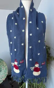Blue Winter Scarf with Patriotic Snowman by Christopher‎ & Banks USA warm cozy