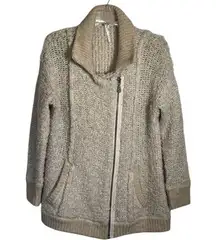 Free People Sz XS Oatmeal Boucle Jacket Fuzzy Cardigan Sweater