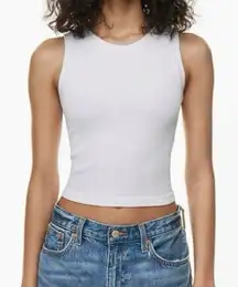 Aritzia Sunday Best SinchSeamless Ribbed Tank top cropped scoop high neck