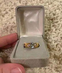 Vintage New Avon Gold Tone Faux Blue Topaz Ring 8