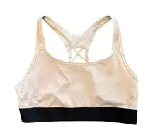 Victoria sport light gray and black open back sports bra size large