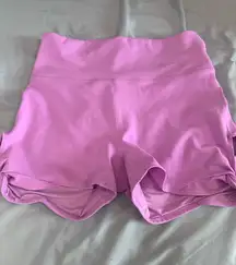 Fabletics Pink Purple Biker Shorts with Knot on side 