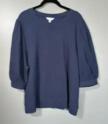 Time & Tru Blue Quilted Cottagecore Cozy Sweater - XXL (20) - Women's Plus Size