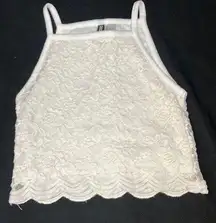 H&M Divided white lace cropped tank top woman’s size small