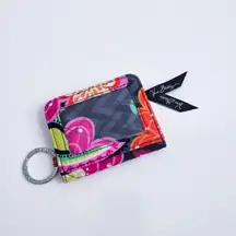 Vera Bradley Floral Fabric Mini Coin Purse License Holder Keychain Accessory