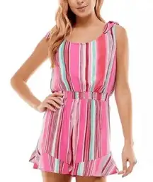 BEBOP Juniors' Striped Tie-Shoulder Romper Size S