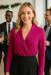 NEW Bar III Pink and Black Long Sleeve Collared Bodysuit Party Career Chic S