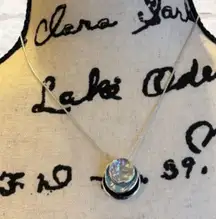 Silver Blue Tone Shell Pendant Necklace