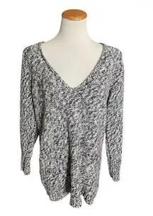 Womens Lane Bryant Marled Knit Black & White V Neck Sweater - Sz 18/20