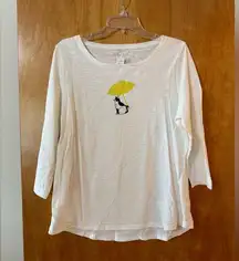 Talbots T-Shirt Crewneck Tee Parasol Umbrella Cat NWT Petite Large PL