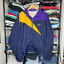 Vintage Men’s 90’s  Blue, Purple, & Gold Track Windbreaker Jacket Size XL