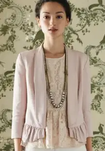 Anthropologie Catonnier Blush Pink Ruffled Blazer XS