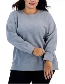 ID Ideology Solid Crewneck Fleece Sweatshirt in Heather Grey, Size 1X, NEW