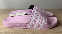Adidas Adilette Slides Pink White Womens Size 7 Sandals Pool Beach Casual Shoes