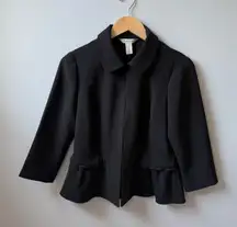 Black blazer shirt with mock Peter Pan collar, 3/4 sleeves and pockets 🔥