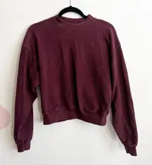 Madhappy Cropped Pullover Sweatshirt Women's Size XS 100% Cotton Burgundy