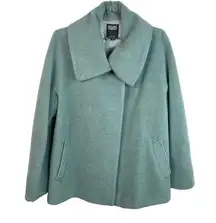 Hilary Radley Vintage‎ Alpaca Sea Foam Green Collared Single Breasted Overcoat