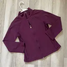 Beyond Yoga On the Go Mock Neck Jacket Purple (Small) full zip athleisure gym
