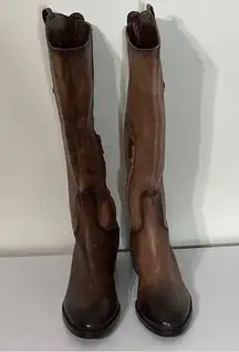 Arturo Chiang Enchante Tall Riding Leather Brown Zip Up With Buttons Boots