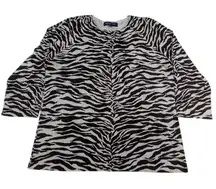 Jones New York Zebra Print Silk Blend Cardigan Sweater – Women's XL