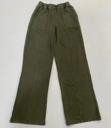 Rae Mode Olive Wide Leg Sweatpants Women’s Size M Cotton Blend Lounge Pants