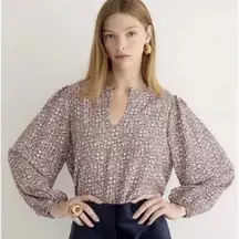 J.Crew Puff Sleeve Top Small Ditsy Floral Peasant Romantic Boho Daisy Peasant