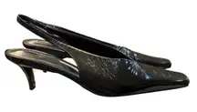 Tony Bianco Zen Kitten Heel Slingback Pump Black Crinkle Size 9‎