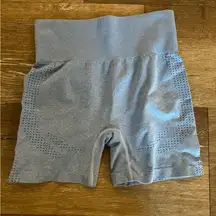 High waisted hip lift spandex shorts light blue