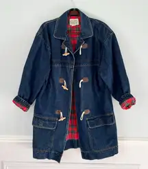 Charter Club Weekend Wear Red Plaid Cotton Chore Coat Sz Large Outerwear Flannel
