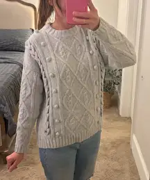 Line & Dot Light Gray Cable Knit Sweater Anthropologie Revolve women’s xs