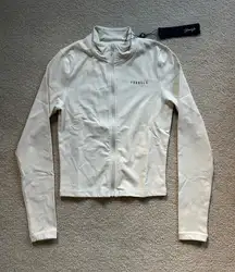 YoungLA cream colored rubber zip up active jacket