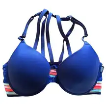 PINK - Victoria's Secret  Wear Everywhere Push Up Bra Strappy Mesh Navy Blue 34D